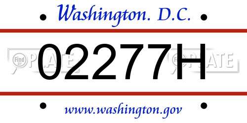 02277H District Of Columbia License Plate