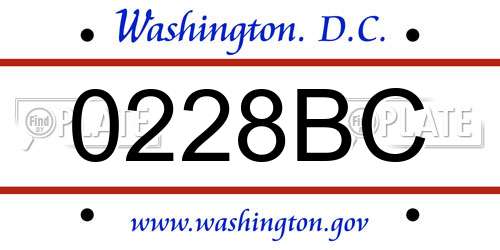 0228BC District Of Columbia License Plate