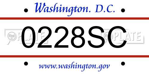 0228SC District Of Columbia License Plate