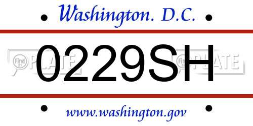 0229SH District Of Columbia License Plate