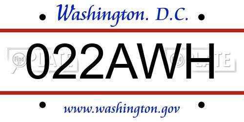 022AWH District Of Columbia License Plate