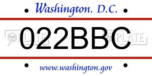 022BBC District Of Columbia License Plate