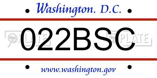 022BSC District Of Columbia License Plate