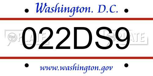 022DS9 District Of Columbia License Plate