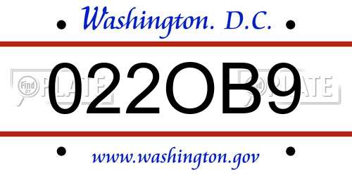 022OB9 District Of Columbia License Plate