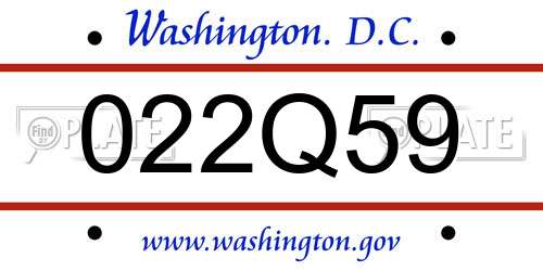 022Q59 District Of Columbia License Plate