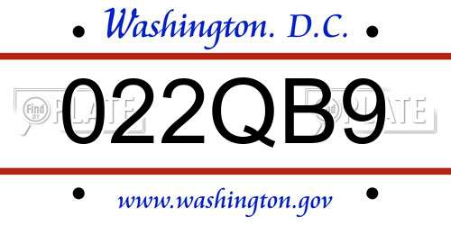 022QB9 District Of Columbia License Plate