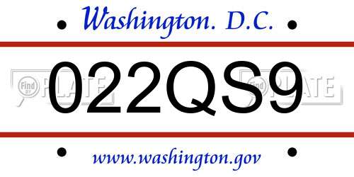 022QS9 District Of Columbia License Plate