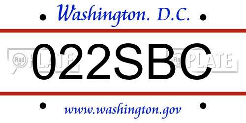 022SBC District Of Columbia License Plate