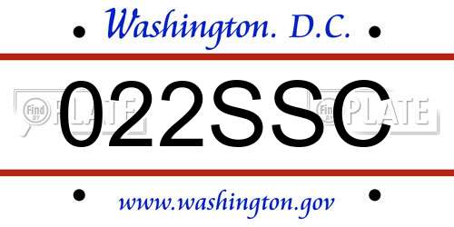 022SSC District Of Columbia License Plate