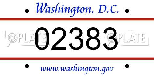 02383 District Of Columbia License Plate
