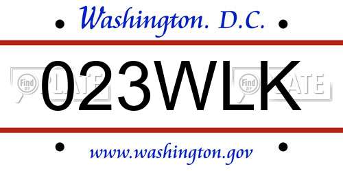 023WLK District Of Columbia License Plate