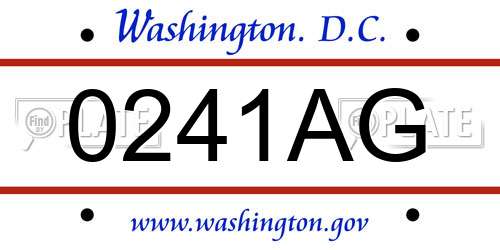 0241AG District Of Columbia License Plate