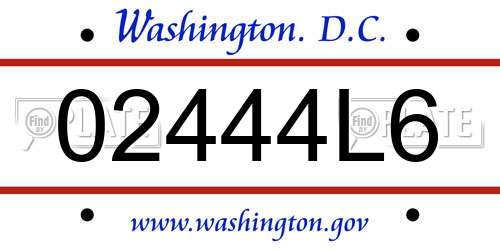 02444L6 District Of Columbia License Plate