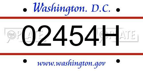 02454H District Of Columbia License Plate