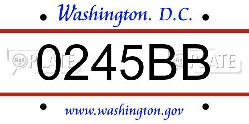 0245BB District Of Columbia License Plate