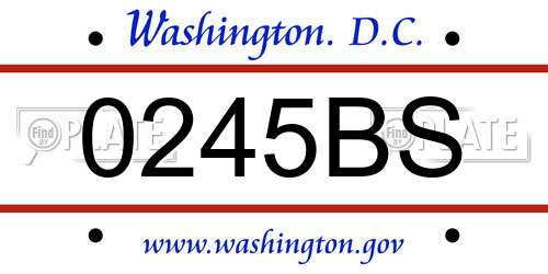 0245BS District Of Columbia License Plate