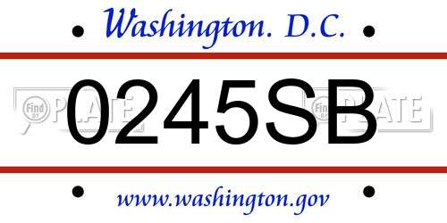 0245SB District Of Columbia License Plate