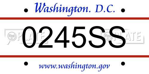 0245SS District Of Columbia License Plate