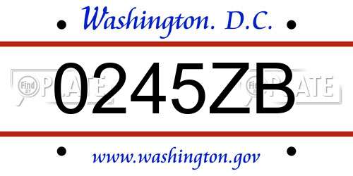 0245ZB District Of Columbia License Plate