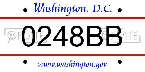 0248BB District Of Columbia License Plate
