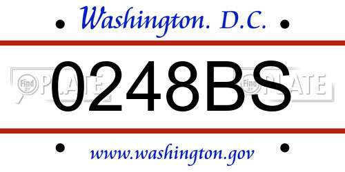 0248BS District Of Columbia License Plate