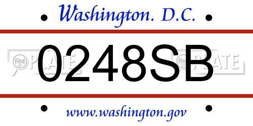 0248SB District Of Columbia License Plate