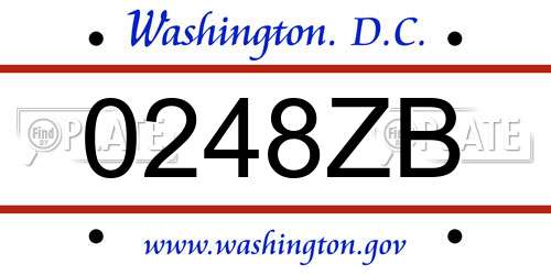 0248ZB District Of Columbia License Plate