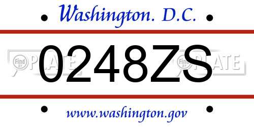 0248ZS District Of Columbia License Plate