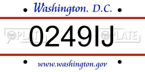 0249IJ District Of Columbia License Plate