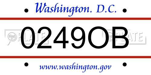 0249OB District Of Columbia License Plate