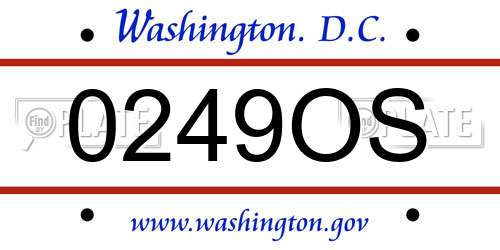 0249OS District Of Columbia License Plate