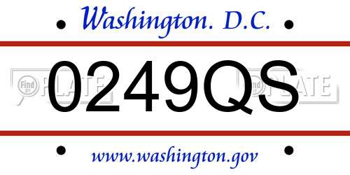 0249QS District Of Columbia License Plate
