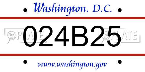024B25 District Of Columbia License Plate