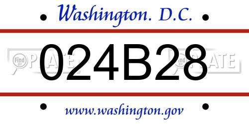 024B28 District Of Columbia License Plate