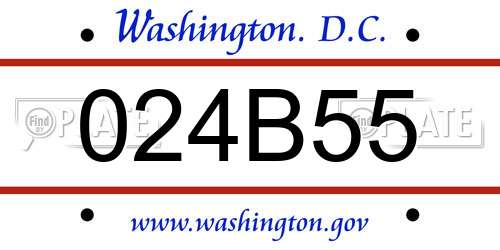 024B55 District Of Columbia License Plate