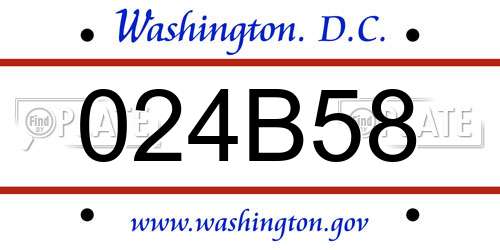 024B58 District Of Columbia License Plate