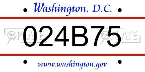 024B75 District Of Columbia License Plate