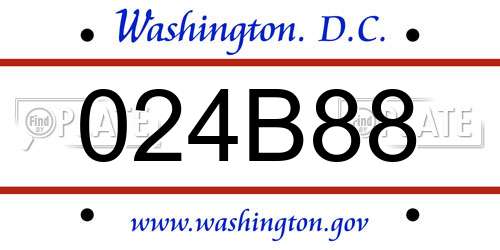 024B88 District Of Columbia License Plate