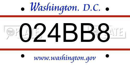 024BB8 District Of Columbia License Plate