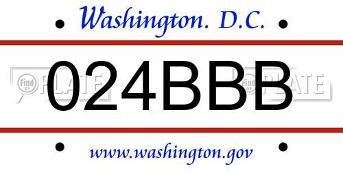 024BBB District Of Columbia License Plate