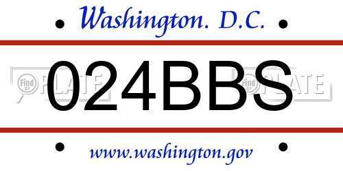 024BBS District Of Columbia License Plate