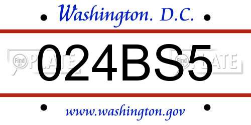 024BS5 District Of Columbia License Plate