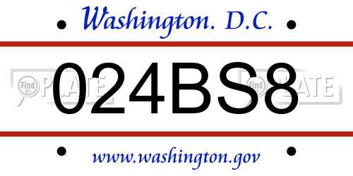 024BS8 District Of Columbia License Plate