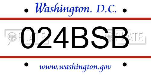 024BSB District Of Columbia License Plate