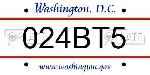 024BT5 District Of Columbia License Plate