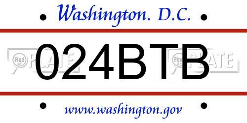 024BTB District Of Columbia License Plate