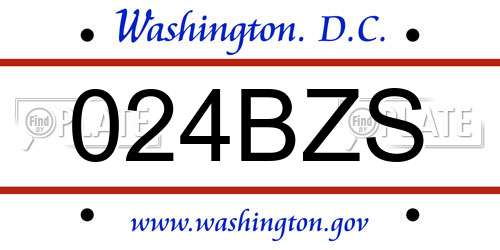 024BZS District Of Columbia License Plate