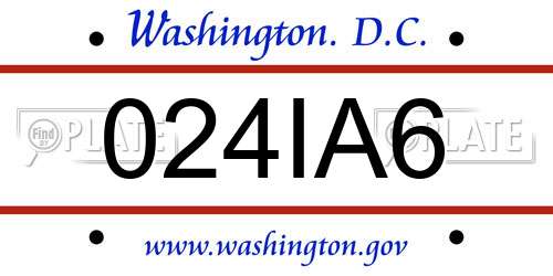 024IA6 District Of Columbia License Plate