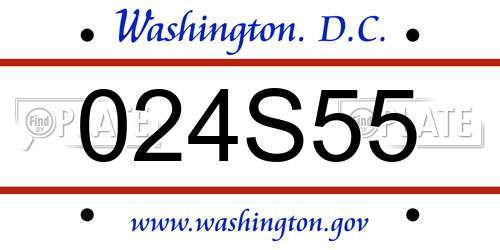 024S55 District Of Columbia License Plate